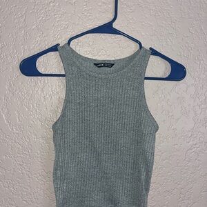 Grey Ribbed Tank Top